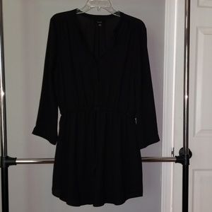 Black 3/4 Sleeve Dress with Tie Waist